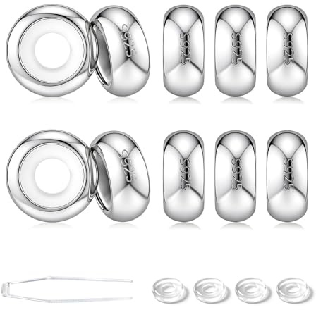 GW Charm Separadores para Pulsera de Plata de Ley 925 con Goma Clip Stopper Charms Colgantes para Pulsera de Abalorios Tope (10x Plata)