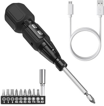 Ankilo Electric Screwdriver Set with 10 Bits, Rechargeable Screwdriver Kit | Precision Screwdriver Set with LED Lights & USB Cable, Magnetic Repair Tool Kit for Electronic PC iPhone MacBook
