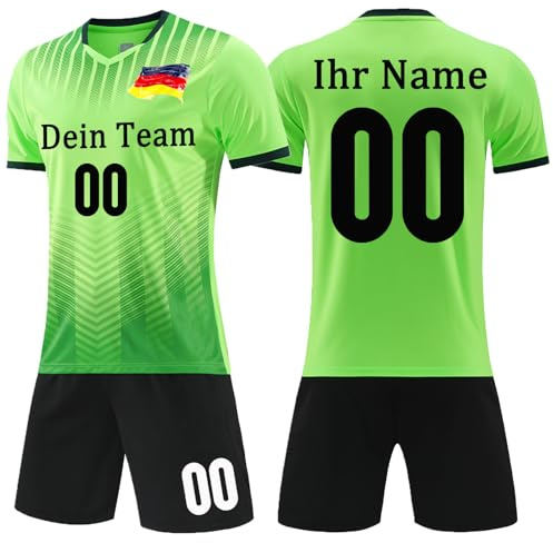 OPUTWDF Trikot Personalisiert Fussball Trikot Jungen Kinder - Fußball Shorts&Trikots mit GRATIS Name Nummer Team Logo Football Trikot