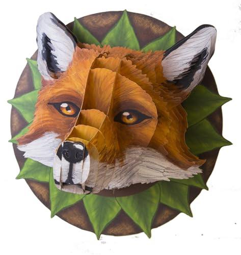 Gespänsterwald® Tierkopf, 3D Modellbau Bastelset, 3D Puzzle, zum Basteln, Aufhängen und Dekorieren, inkl. Aufbauanleitung | Tierfiguren aus Karton & Holzpappe | für Kinder ab 8 Jahre (Fuchs)