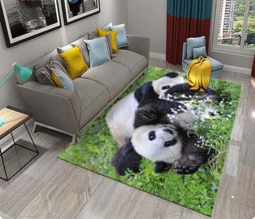 KIESEY Panda Print Bambus Teppich Wohnzimmer Schlafzimmer Türmatte Küche Eingang Dekoration rutschfeste Fußmatte 200x300cm