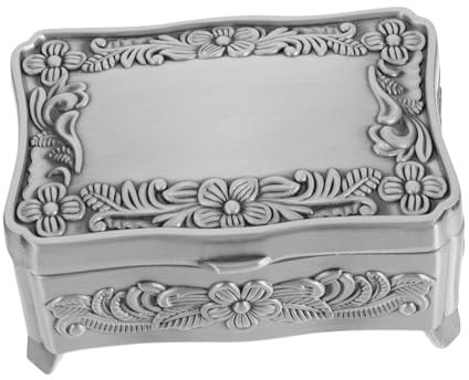 TENDYCOCO 2 Pièces Boîte À Bijoux En Métal Organisateur De Coffre Au Trésor Ouvre-Boîte Électrique Fleur Pressée Bijoux Vanité Plateau De Boucles D'Oreilles Bijoux Rectangulaires Souvenir