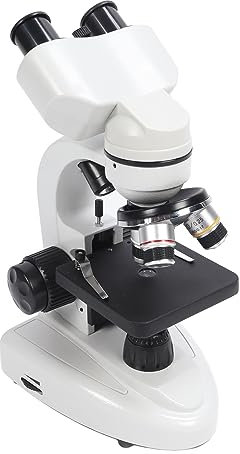 Binokulares Mikroskop, 40- Bis 5000-fache Vergrößerung, Professionelles Mikroskop mit Feinfokusknöpfen, LED-Beleuchtung, für Biochemische Tests (EU-Stecker)