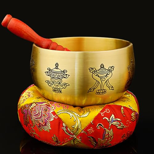 TT-YEC Juego De Cuencos Tibetanos (Incluye Almohadilla De Anillo Y Palo De Cuenco), Cuenco De Música De Metal Hecho A Mano, Equilibrio De Chakras, Oración,7 Inches (c)