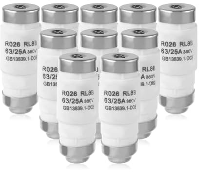 mizikuu 10 Pezzi Collegamenti di Fusibile Neozed in Ceramica, 25A Fusibile Tubolare Ceramico Inserti di Sicurezza D02 Fusibile Ritardato Link per proteggere circuiti e sicurezza elettrica