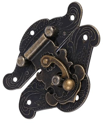 Akozon Vintage Decorative Lock Hasp for Jewelry Box, Retro Antique Lock Plate, Perfect for Wooden Cabinet, Treasure Chest, Trunk Hardware with Large Black Clasp (L 82 * 65mm)