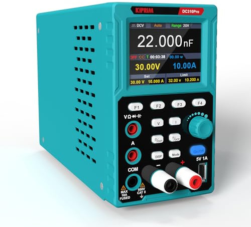 KIPRIM Fuente De Alimentación Laboratorio 2 En 1 Multímetro 30V 10A DC | Programable Regulable Con Memoria De Datos, Protección OCP OVP, Software Para PC Y Carga USB - DC310Pro