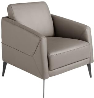 Angel Cerdá - Sessel aus Leder, Einzelsessel, gepolstert, Rindsleder, Beine aus Edelstahl, Braun, Metall, Sessel für Wohnzimmer mit den Maßen 78 x 80 x 82 cm, Dunkelgrau