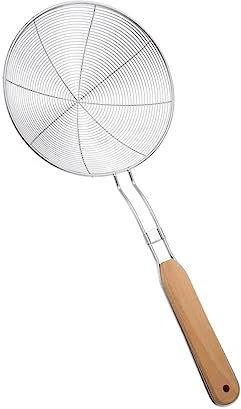 CTCOIJRN 3 piezas de acero inoxidable colador de drenaje cesta ranurada espumadera araña suministros de cocina colador de pasta grande cuchara de espumadera colador de cocina cuchara red madera frie(4