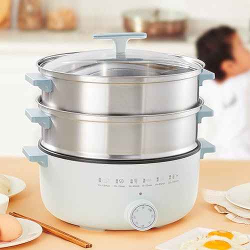 Vaporiera Elettrica Da 14 Litri, Vaporiera In Acciaio Inossidabile, Pentola Con Fondo Antiaderente/Manico Antiscottatura, Cottura Rapida Ad Alta Temperatura Per Carne, Verdura, Pesce