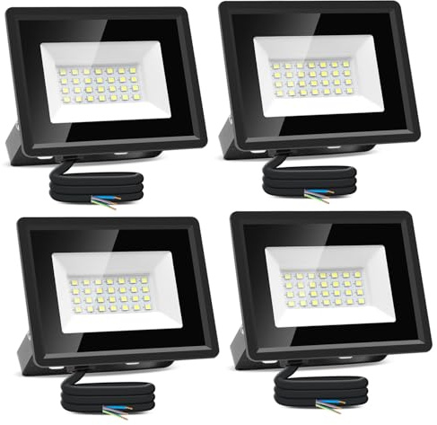 Aigostar Faretto LED da Esterno 20W 1650LM, Impermeabile IP65, 6500K， 4PCS | Faretti LED Esterno Impermeabile IP65, 6500K Bianca Fredda, Faro led Esterno per Giardino, Cortile, Garage, Pareti