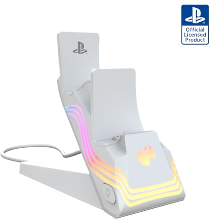 PDP PS5 Afterglow Wave Dual Charger White