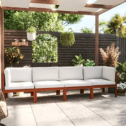 KATERYY 4-Sitzer-Gartensofa mit Kissen Massivholz Akazie,Rustikales Gartensofa aus Akazienholz für 4 Personen Perfekt für Entspannung und Geselligkeit