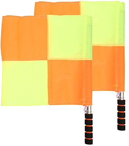 Referee Flags, Soccer Referee Flags with Storage Bag 2pcs Referee Flags Linesman Hand Flags Stainless Steel Flagpole Linesman Flag for Track and Field Ball Games
