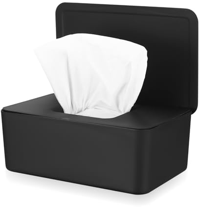 Caja Toallitas Humedas, Porta Toallitas Bebe, Dispensador Toallitas Humedas, Caja para Toallitas Húmedas, Dispensador de Toallitas de Almacenamiento con Tapa para Hogar Oficina(Negro)
