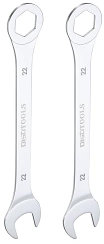 QUARKZMAN 2 Piezas Llave Combinada Fina Métrica 22mm 6 Puntos Terminada en Caja de 15 Grados de Acero Cromado CR-V, Plateado