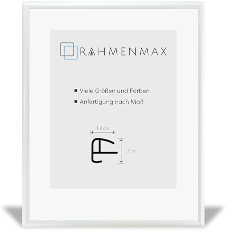 RahmenMax Kansas Kunststoff Bilderrahmen Posterrahmen 69x98 cm Weiß Hochglanz 98x69 cm mit klarer Kunstglas Scheibe