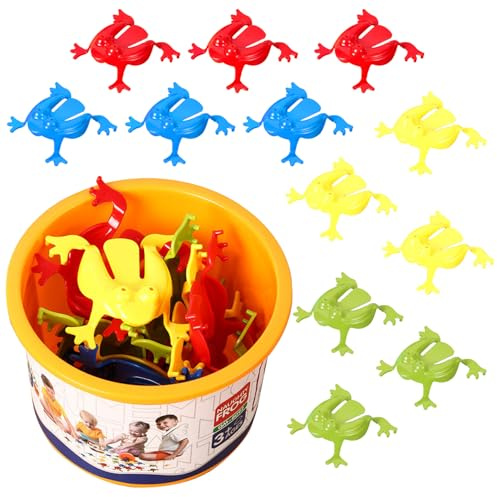 Wedhapy Springfroschspielzeug 12pcs Sprungflip Froschspiel mit Eimer Plastik Springfrösche Bunte lustige verrückte Frosch für Jungen Mädchen Spring Frog Toyjumping Frogs Flip Frog Game