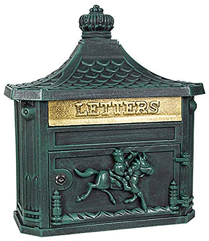 DUBTEDHOU Buzón de Pared con Cerradura Resistente a la intem Buzones Nobles Antiguos, buzón Vintage Antiguo con 2 Llaves, buzón inglés nostálgico de Aluminio, 3 Colores(Green)