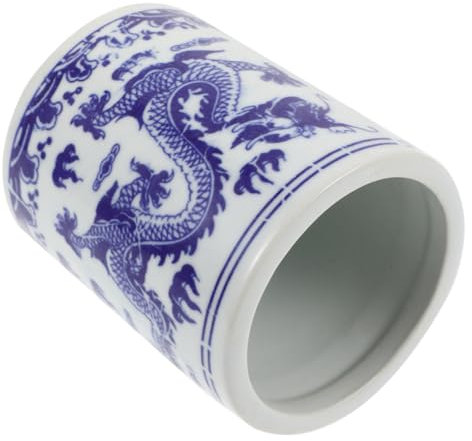 Gatuida Utensil Pot Kitchen Utensil Jar Porcelain Pen Cup Farmhouse Container Organizer Kitchen Container Blue White Porcelain