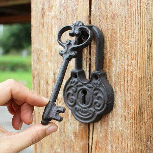 GTPBAO Llamador Puerta Manija De Puerta Resistente A La Intemperie, Letrero con Cerradura, Anillo De Puerta De Hierro Forjado para Interior Exterior, Patio Escuela Bar Cenador