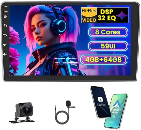 [8Core 4+64GB] Inefala DAB/DAB+ Autoradio 2 Din, 9 Touchscreen Stereo Auto Bluetooth con Wireless Carplay e Android Auto, Radio 2 Din con GPS WiFi HiFi RDS/FM 32EQ 59UI SWC Retrocamera Mic