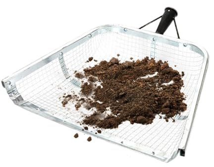 Tamiz de Tierra de jardinería, tamiz de Malla para jardín, tamiz de, Pala de jardín con asa, tamiz de Malla de para Suelo, Tierra y compostaje