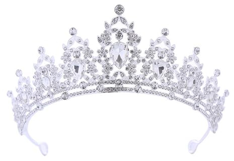 Crystal Rhinestone Tiara Crown Headband Princess Bridal Headpiece Pageant Prom Headwear for Wedding & Birthday Party (Silver White)