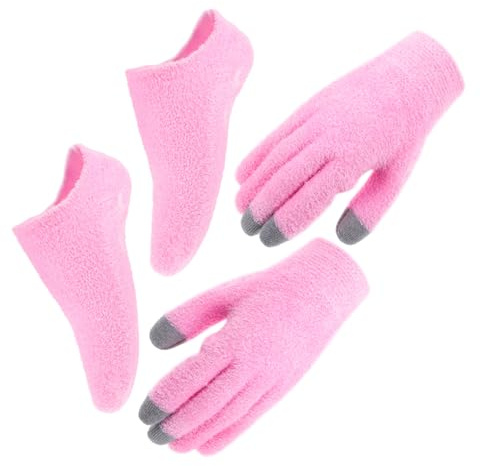OSOLADY Feuchtigkeitsspendende Handschuhe Und Socken Satz Atmungsaktiv Mit Touchscreen Funktion Hautfreundlich Für Trockene Hände Und Füße Nachtpflege Damen