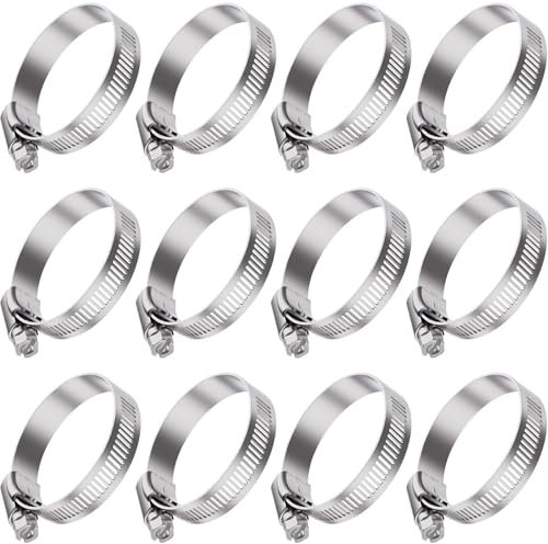 Lot de 12 colliers de serrage pour tuyaux de carburant, 6 à 152 mm, en acier inoxydable 304, réglables (12 pièces de 10 à 16 mm)
