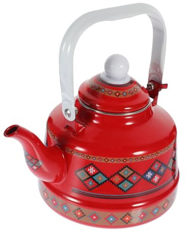 BEBEMOKO Hervidor De Agua De Esmalte Retro Mango Olla Para Hervir Agua y Té Para Cocina De Inducción y Reuniones Familiares