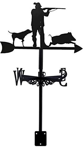 KJSHXYG Veletas para Cazadores de tejados y su Perro Veleta Jardines al Aire Libre Indicador de dirección del Viento Arte del Hierro Revestimiento de Veleta Casas Patio Césped
