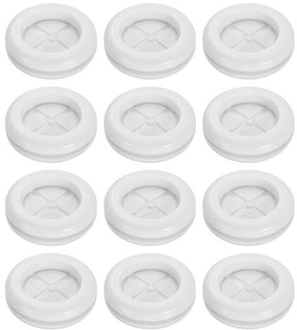 sourcing map 12Pcs Rubber Grommets 13/16 (20mm) Drill Hole, 19/32 (15mm) ID Double Sided Hole Plugs Ring Gasket for Firewall Cable Wire Protecting, White