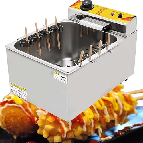 Electric Deep Fryer for Corn Dogs, 12L Commercial Hot Dog Fryer, Adjustable Temperature Snack Maker, Efficient Electric Deep Frying Machine