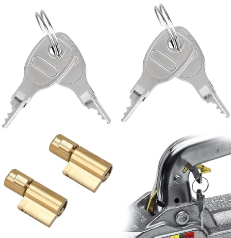 WQNNQW 2 lucchetti per rimorchio con 4 chiavi, serratura per gancio di traino, per gancio di traino, compatibile con ciondolo Terra Daxara Maypole