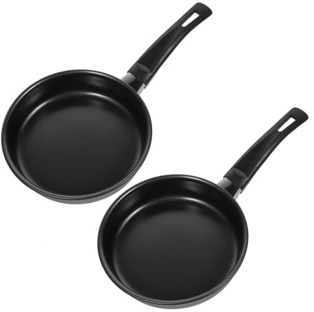 VALICLUD Padella Antiaderente 14 Cm in Ferro Per Uova e Pancake, Compatibile Fornelli a Gas e Induzione, Set 2 Pezzi Per Uso Domestico e Cucina Versatile