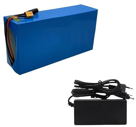 Batteria agli ioni di Litio da 48 V, Pacco Batteria al Litio da 48 V 15 Ah con BMS e caricabatteria, Batteria al Litio Integrata da 48 V per Kit Motore da 50 W, 550 W e 950 W 48V15Ah,T+DC