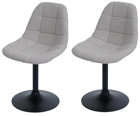 CHEFGASTRO 2er-Set Esszimmerstuhl HxBxT 83x47x43cm Sitzhöhe 47cm Stahl Stoff/Textil Bouclé Taupe Küchenstuhl Stuhl Drehstuhl