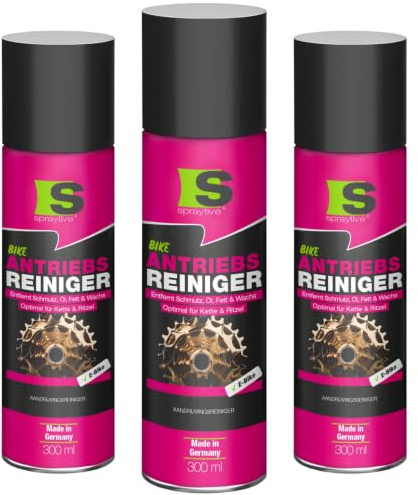Spraytive 3x 300ml Antriebsreiniger Spray Kettenreiniger für Fahrradkette | Fahrradreiniger für E-Bike, MTB & Rennrad, löst Öl, Fett & Wachs, reinigt Ritzel & Schaltung, Made in Germany