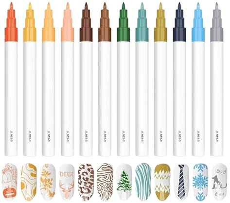 Pennarelli Per Unghie Set Di 12 Penne Per Smalto | Marcatori per Unghie ad Asciugatura Rapida Per Donne, Ideali Per Casa, Festa, Matrimonio Formale, Viaggio, Manicure, Per