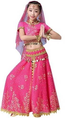 5 Teile/Satz Kinder Bauchtanz Kostüm Set Orientalische Indische Tanzkostüme Bauchtanzabnutzung Kleid Indische Kleidung Für Mädchen