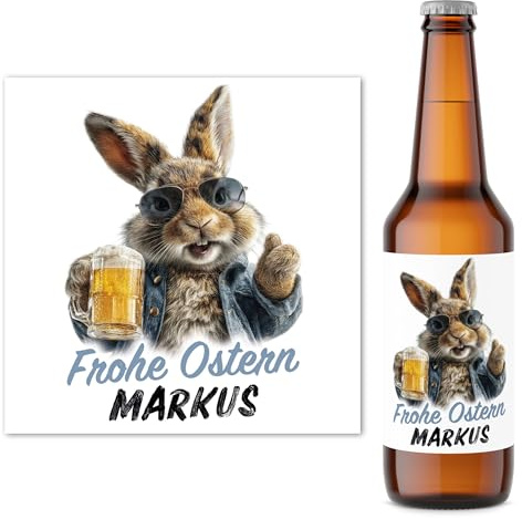 Osterbier Bierflaschen Etiketten perstonalisiertes Ostergeschenk Erwachsene Männer Biergeschenk Geschenk Ostern Flaschenetikett Bieretiketten 2 Stk. | 9x9 cm
