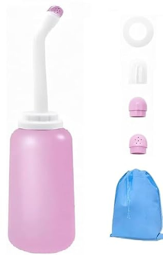 Peri Bouteille pour soins post-partum 500 ml – Bidet de voyage portable avec buse coudée et pointe douce, flacon de lavage d'hygiène féminine, essentiels de récupération périnéale, spray nettoyant