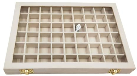 ZENQARI Scatola per Gioielli da Donna, 1 Pezzo - Portagioie con Coperchio in Acrilico Trasparente, 31x22 cm, Foderato in Velluto Beige, Organizzatore per Gioielli per Casa e Negozio di Accessori