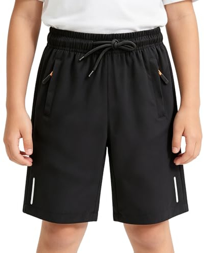 ADUDVLO Boys Shorts Quick Dry Sports Shorts Boys Football Shorts Running Shorts Kids PE Training Shorts Lightweight Breathable with Elastic Waist Drawstring Age 7–14
