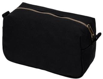 YONBEN Kosmetiktasche Klein Schminktasche Reise (Schwarz, Leinwand) | Stand-up-Design mit Ringverschluss und Reißverschluss – fasst Pinsel und Kosmetik, passt in fast jede Handtasche.