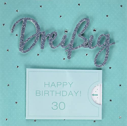 Perleberg Geburtstagskarte zum 30. Geburtstag Lettering Surprise - Dreißig - 15 x 15 cm, 7783002-2