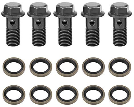 Für Hohlschraube M10 - Professioneller Flexibler Gummi-Bremsschlauch Mit 10 Mm Banjo-Anschlüssen 5 Stück Motorrad-Banjo-Schrauben Und Unterlegscheiben Für Den Hauptbremszylinder M10 X 1,25 Mm