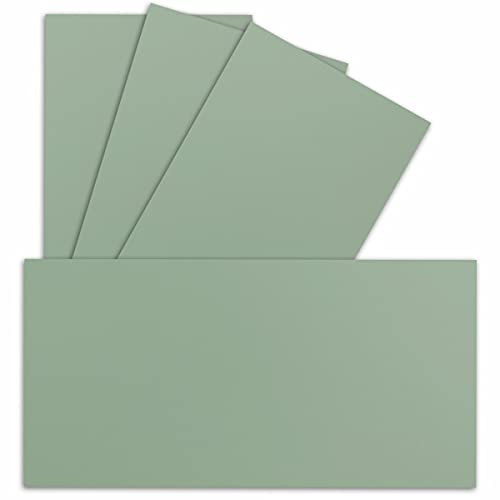 50 Einzel-Karten DIN Lang - 9,9 x 21 cm - 240 g/m² - Eukalyptus - Bastelpapier - Tonkarton - Ideal zum bedrucken für Grußkarten und Einladungen