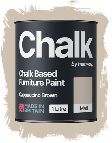 Hemway Chalk Based Furniture Paint, Cappuccino Brown 1L, Matt Finish | Shabby Chic, Chalk Paint Furniture & Walls, Quick Dry & 1 Coat